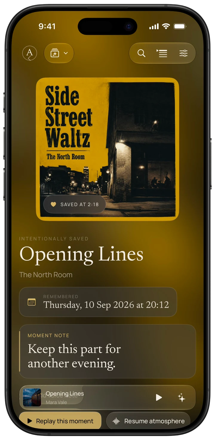ARC saved Moment on iPhone with sample listening records