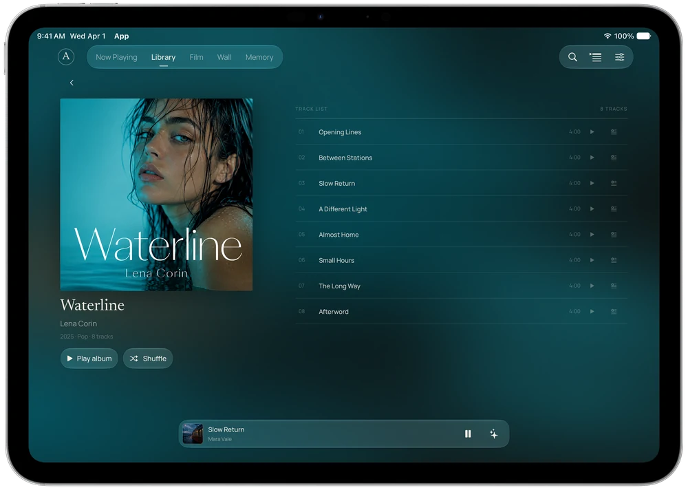 ARC album details on iPad with original demonstration albums
